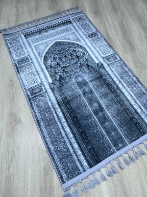 Prayer Rug Dokuma Taban Örgü Püsküleri ve Ipek Kadar Yumuşak Yüzeyiyle Bambu Seccade Namazlık 80X125 cm Hac Umre Ramazan Hediyesi