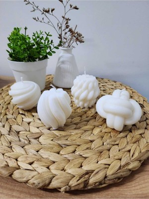 PremiumPort El Işi Küçük Oyma Küre ve Tam Örgü Mum Seti