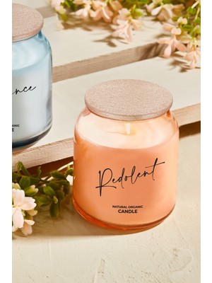 PremiumPort Doğal Ahşap Kapaklı Cam Tasarım Kokulu Mum, Şık ve Sıcak Atmosfer Için