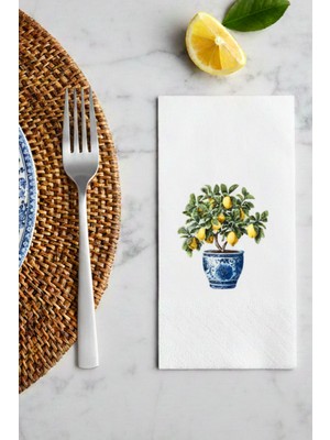 Suffra Bleu Blanc Limon Ağacı Desenli 16'lı Çift Katlı Lüks Kağıt Peçete