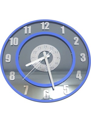 Formiqra Yeni Trend Gümüş Ayna Pleksi Gerçek Ayna Duvar Saati Çap 30CM Mavi-Mavi