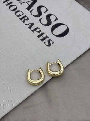 Hedef Bijuteri Gold Renk Basıc U Form Kalın Halka Küpe CM169