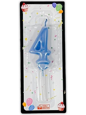 PremiumPort Mavi Renkli Dört Rakam Mum, Doğum Günü ve Yaş Pasta Süsleme