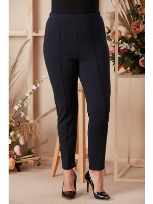 Rmg Beli Lastikli Fitilli Büyük Beden Lacivert Pantolon