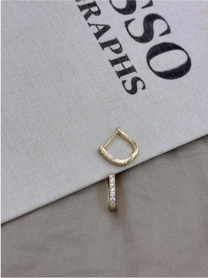 Hedef Bijuteri Gold Renk Zirkon U Formlu Küpe CM117