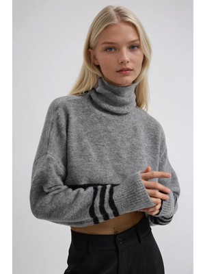 Lijuri Çizgili ve Boğazlı Triko Kazak 1416