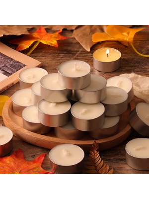 PremiumPort 25 Adet Beyaz Küçük Yuvarlak Yer ve Masa Mumları Seti