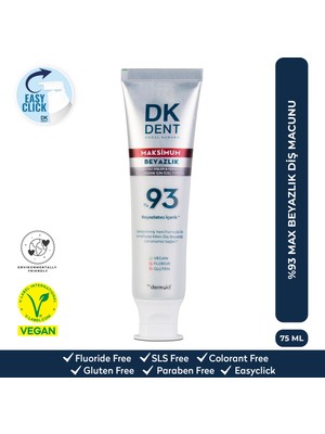DKDENT %93 Maximum Beyazlık Yetişkin Diş Macunu 75 ml