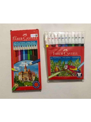 Faber-Castell 12’li Keçeli Kalem + 12’li Kuru Boya Kalemi Seti