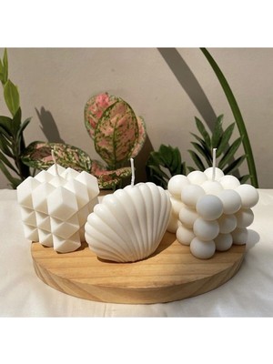 PremiumPort Renkli 3'lü Kokulu Dekoratif Mum Seti, Evinize Şık ve Hoş Atmosfer