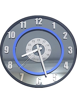 Formiqra Yeni Trend Gümüş Ayna Pleksi Gerçek Ayna Duvar Saati Çap 35CM Siyah-Mavi