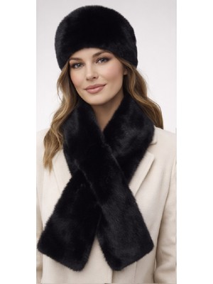 Ekstore Kadın Peluş Kalpak ve Atkı Seti 2li Set