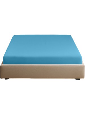 Sabia Soft Touch %100 Pamuk 62 Tel – 150X200 +37 cm Yüksekliğe Kadar Uygun Çift Kişilik Lastikli Çarşaf Mavi