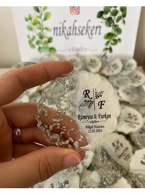 Siyah Lale Epoksi Magnet Simli Paketli Nikah, Söz, Nişan Hediyelik - 25 Adet