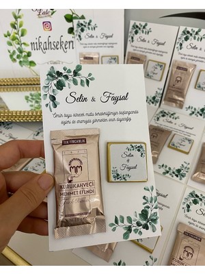 Siyah Lale Kahve ve Çikolata Kartı Nikah, Söz, Nişan Hediyelik - 50 Adet