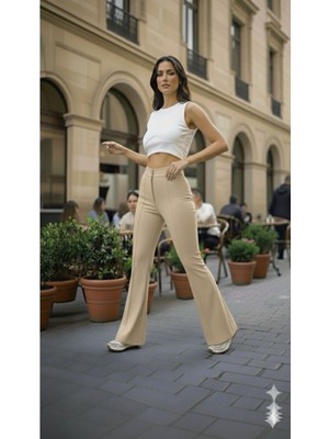 Eceylül Moda Scuba Krep Önü Çımalı Ispanyol Paça Pantolon(Kısa Süreligine Lansman Fiyatı)