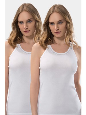 Türen Kadın Şerit Detaylı Pamuklu Atlet 2'li Paket