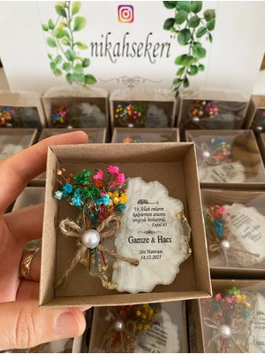 Siyah Lale Çiçekli Epoksi Magnet Kutulu Nikah, Söz, Nişan Hediyelik - 100 Adet