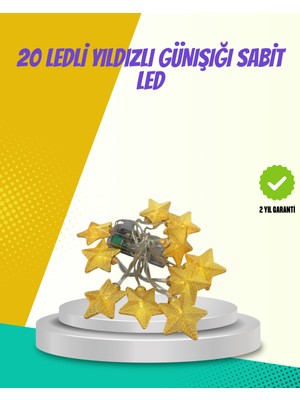 UMD Tekno Dekoratif Yıldız LED Aydınlatma 20 Ledli 5 Metre Günışığı Uygun