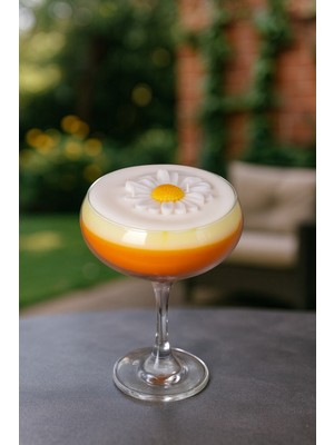 PremiumPort Papatyalı Mum, Zarif Martini Bardağında, Şık ve Sıcak Atmosfer Için