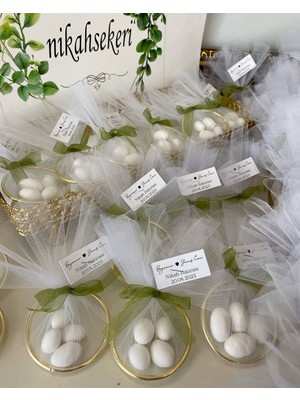 Siyah Lale Halka Nikah Şekeri Fıstık Şekerli Söz, Nişan Hediyelik - 25 Adet