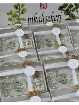 Siyah Lale Epoksi ve Mantar Şişe Kalp Şekerli Set Nikah, Söz, Nişan Hediyelik - 50 Adet