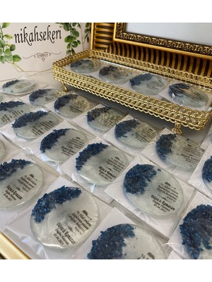 Siyah Lale Epoksi Magnet Taşlı Paketli Nikah, Söz, Nişan Hediyelik - 50 Adet