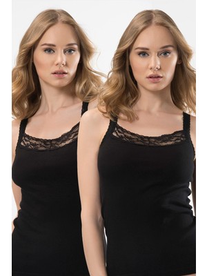 Türen Kadin Dantelli Askili Pamuklu Atlet 2'li Paket