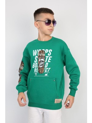 buğrahayalin Üç Iplik Şardonlu Baskılı Kanguru Cepli Erkek Çocuk Günlük Sweatshirt