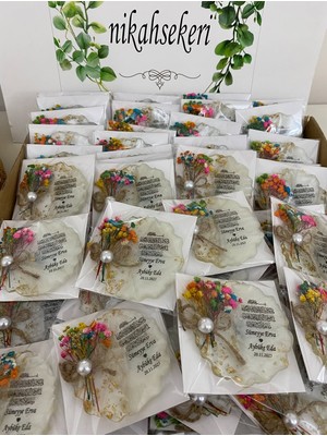 Siyah Lale Çiçekli Epoksi Magnet Paketli Nikah, Söz, Nişan Hediyelik - 100 Adet