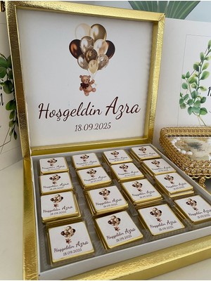 Siyah Lale Baskılı Kutulu Çikolata  Nikah, Söz, Nişan Hediyelik - 50 Adet