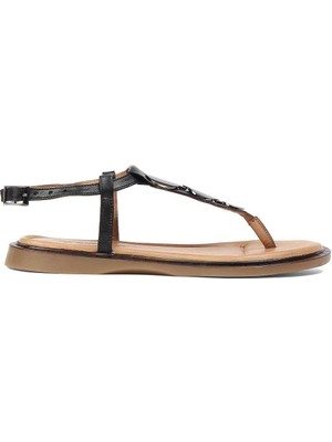 Celal Gültekin Kadın Siyah Parmak Arası Deri Sandalet