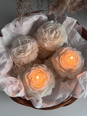 PremiumPort 4'lü Beyaz Yüzen Şakayık Mum Seti, Şıklık ve Zarafet Için Perfect