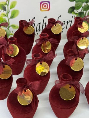 Siyah Lale Kına Testi Hediyelik Bordo Içi Kınalı - 50 Adet