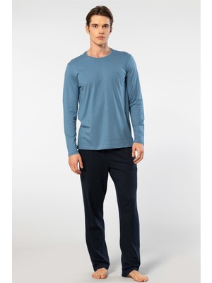 Cacharel Erkek Bisiklet Yaka Uzun Kollu Modal Pijama Takimi
