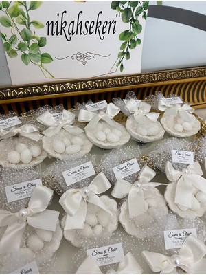 Siyah Lale Istiridye Fıstık Şekerli Nikah, Söz, Nişan Hediyelik - 25 Adet