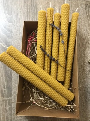 PremiumPort El Yapımı Doğal Balmumu Mumlar, 2 Adet, 21X2 Cm, Şamdan Takımı
