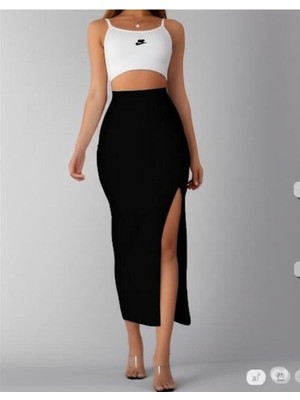 Eceylül Moda Scuba Krep Ön Yırtmaçlı Uzun Kalem Etek(Kısa Süreligine Lansman Fiyatı)