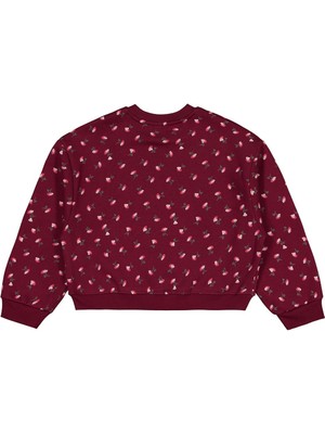 Civil Girls Çıtır Çiçek Desenli 10-13 Yaş Sweatshirt - Bordo 13-14 Yaş