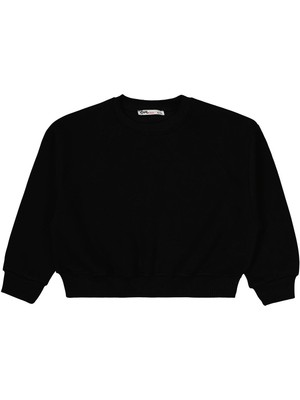 Civil Girls Düz 6-9 Yaş Sweatshirt - Siyah 6-7 Yaş