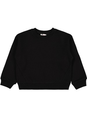 Civil Girls Düz 6-9 Yaş Sweatshirt - Siyah 7-8 Yaş