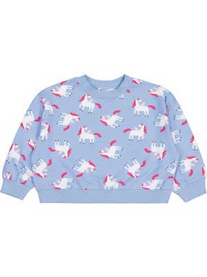 Civil Girls Unicorn Baskılı 2-5 Yaş Sweatshirt - Mavi 4-5 Yaş