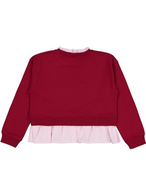 Civil Girls Cool Vibes Baskılı 10-13 Yaş Sweatshirt - Bordo 13-14 Yaş