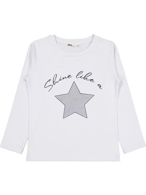 Civil Girls Yıldız Baskılı 6-9 Yaş Sweatshirt - Beyaz 7-8 Yaş