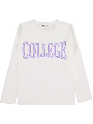 Civil Girls College Baskılı 10-13 Yaş Sweatshirt - Ekru 12-13 Yaş