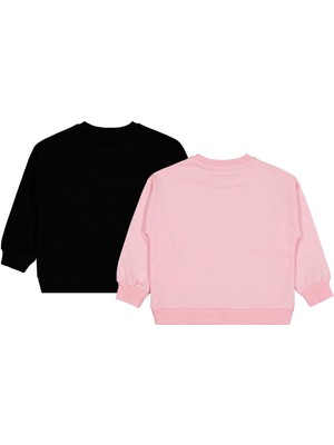 Civil Girls Fiyonk Baskılı 2'li Set 2-5 Yaş Sweatshirt - Standart 4-5 Yaş