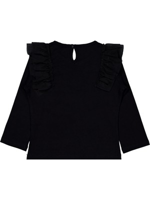 Civil Girls Tül Fırfırlı 6-9 Yaş Sweatshirt - Siyah 7-8 Yaş