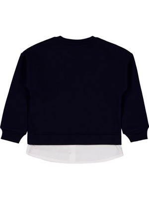 Civil Girls Love You Forever Baskılı 6-9 Yaş Sweatshirt - Lacivert 7-8 Yaş