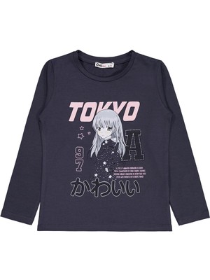 Civil Girls Anime Baskılı 6-9 Yaş Sweatshirt - Gri 6-7 Yaş