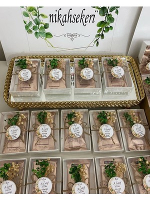 Siyah Lale Kahve Kutusu Süslü Nikah, Söz, Nişan Hediyelik - 100 Adet